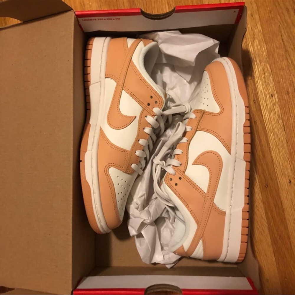 Nike Dunk Low Box in Harvest Moon (beige orange and white)